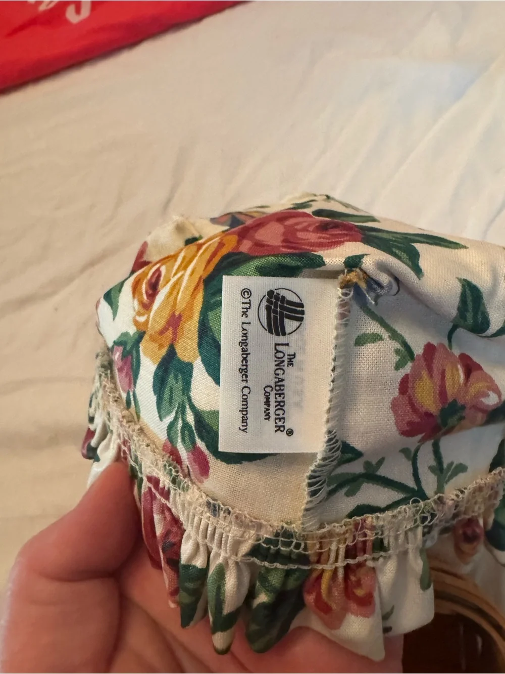 Longaberger Tea basket 1995 with Floral Fabric Liner